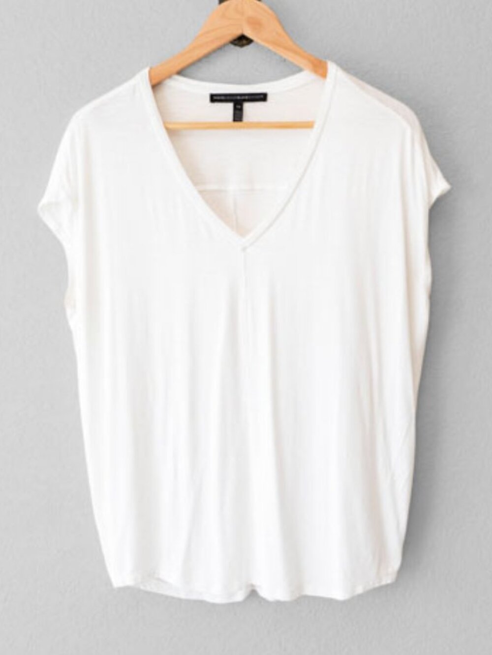 White House Black Market White Oversized Top Womens XS V Neck Dolman Sleeve